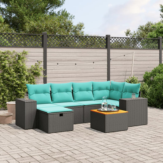 Sofasæt til Haven 7 Dele med Hynder Polyrattan Sort - hovedbillede