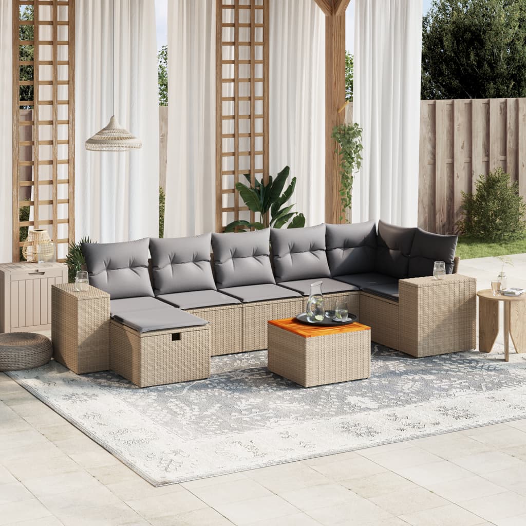 Havesofasæt 8 Dele Med Hynder Polyrattan - Variant 3265182