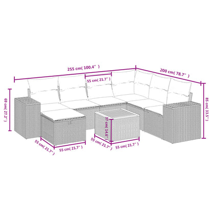 Havesofasæt 8 Dele Med Hynder Polyrattan - Billede 4