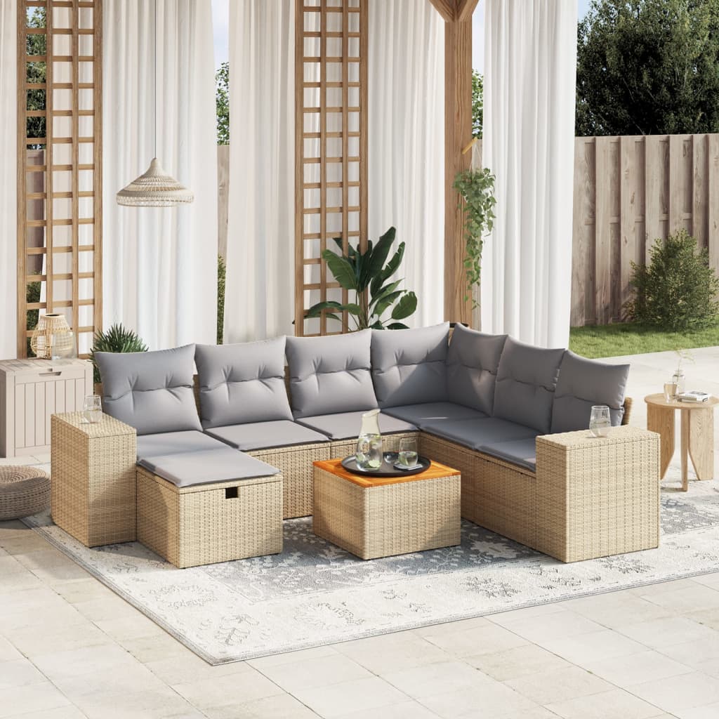 Havesofasæt 8 Dele Med Hynder Polyrattan - Hovedbillede