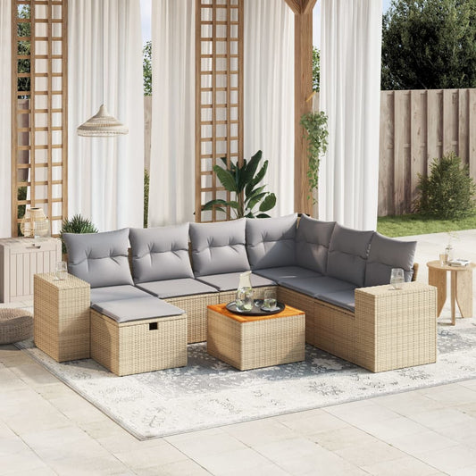 Havesofasæt 8 Dele Med Hynder Polyrattan - Hovedbillede