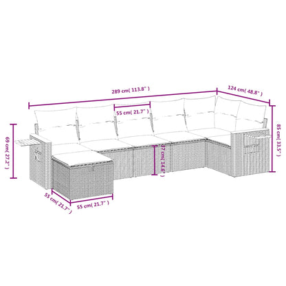 Havesofasæt 7 Dele Med Hynder Polyrattan Beige - Billede 4