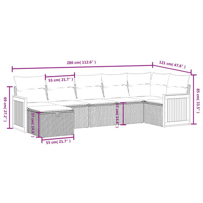 Havesofasæt 7 Dele Med Hynder Polyrattan Beige - Billede 4