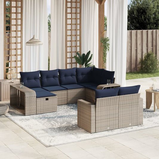 Sofasæt til Haven 10 Dele med Hynder Polyrattan Grå - hovedbillede