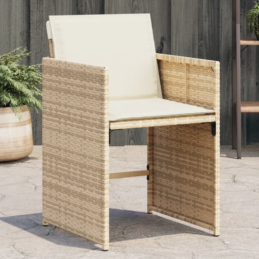 Havestole 4 Stk. Med Hynder Polyrattan Beige