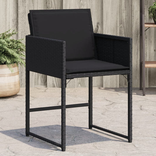 Havestole Med Hynder 4 Stk. Polyrattan Sort