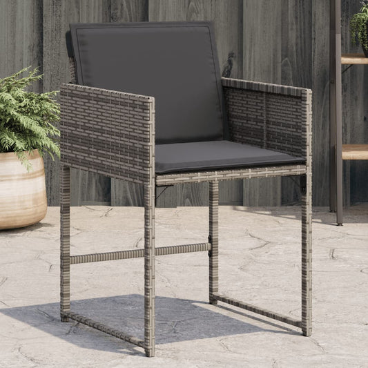Havestole Med Hynder 4 Stk. Polyrattan Grå Akacietræ (Naturligt)