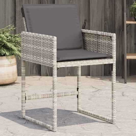 Havestole 4 Stk. Med Hynder Polyrattan Lysegrå