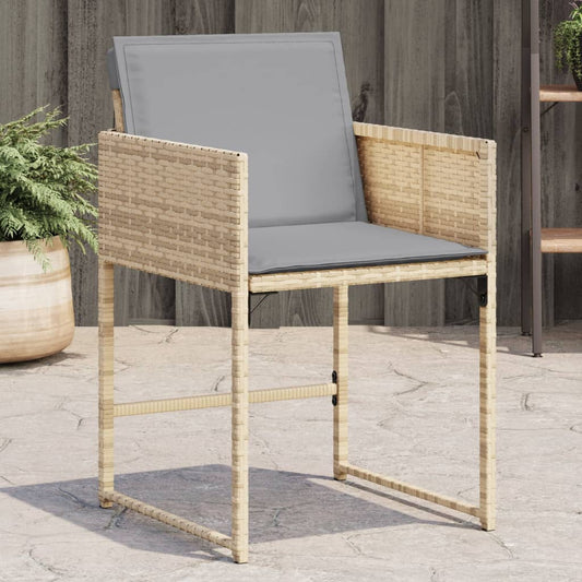 Havestole 4 Stk. Med Hynder Polyrattan Blandet Beige Gyldenbrun