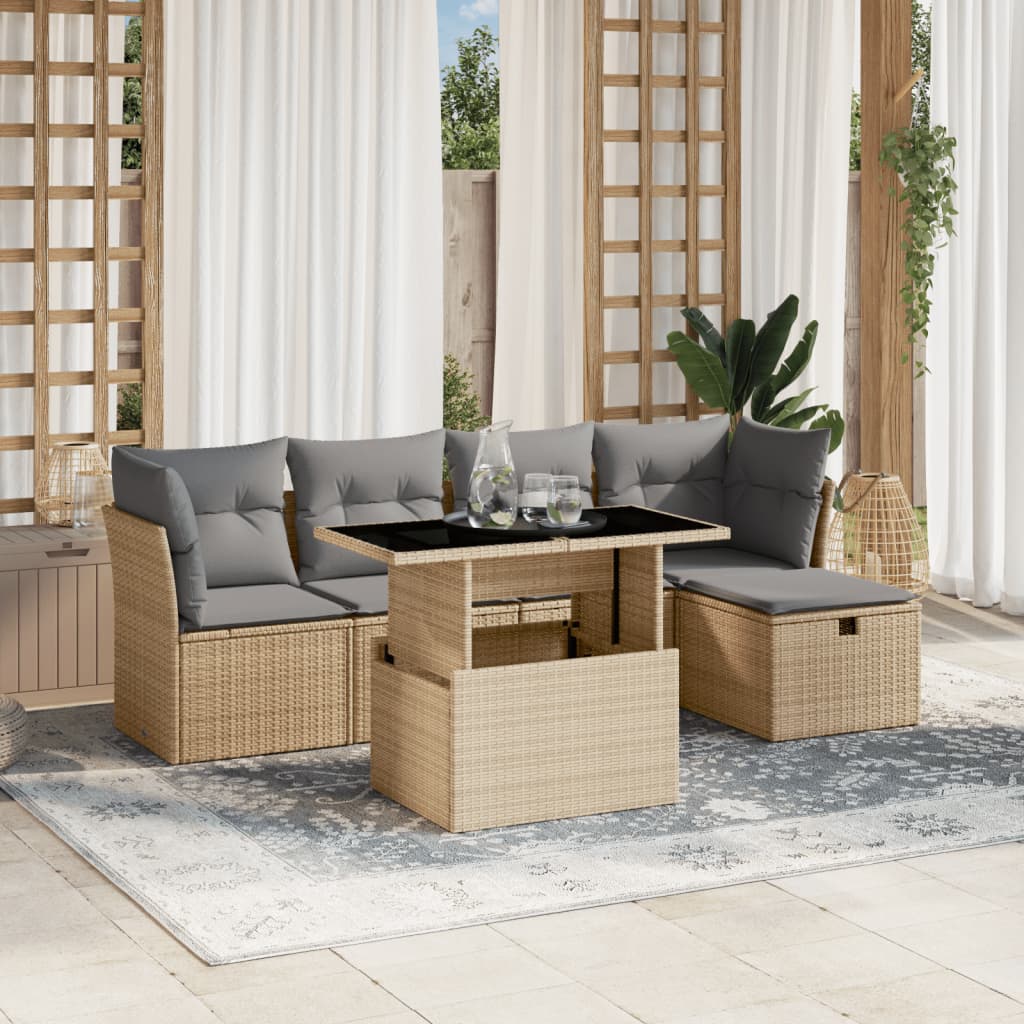 Sofasæt Til Haven 6 Dele Med Hynder Polyrattan - Variant 3274639