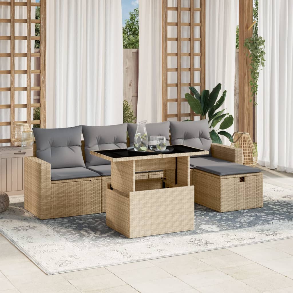 Sofasæt Til Haven 6 Dele Med Hynder Polyrattan - Variant 3274809