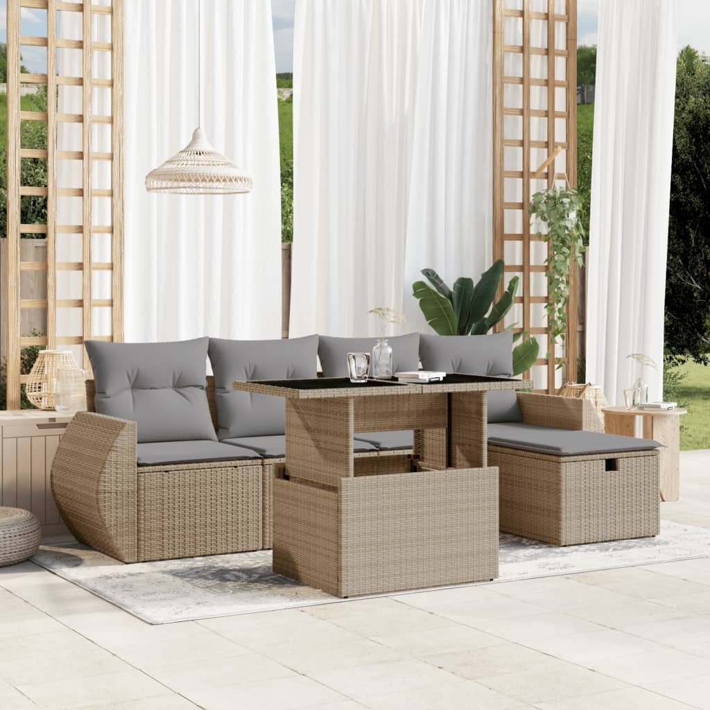 Sofasæt Til Haven 6 Dele Med Hynder Polyrattan - Variant 3275129