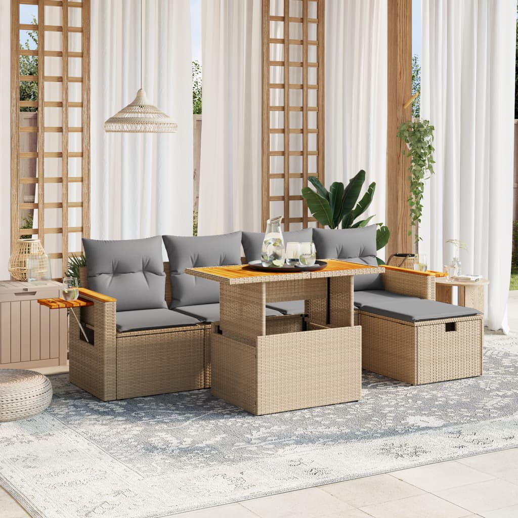 Sofasæt Til Haven 6 Dele Med Hynder Polyrattan - Variant 3276139