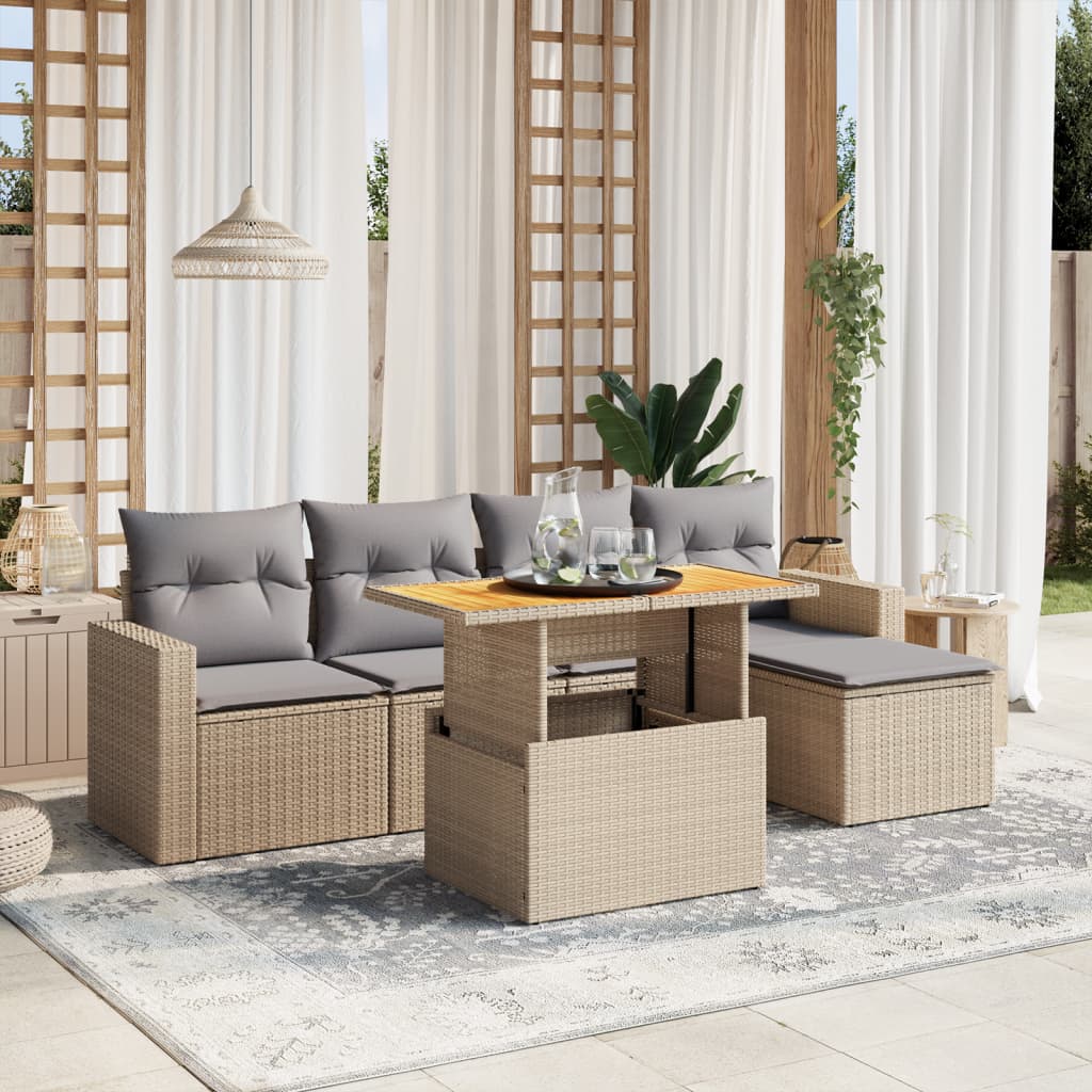 Sofasæt Til Haven 6 Dele Med Hynder Polyrattan - Variant 3271290