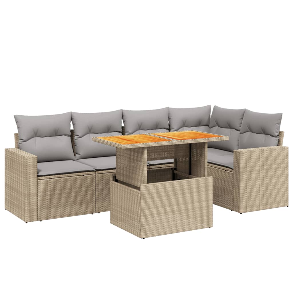Sofasæt Til Haven 6 Dele Med Hynder Polyrattan - Billede 2