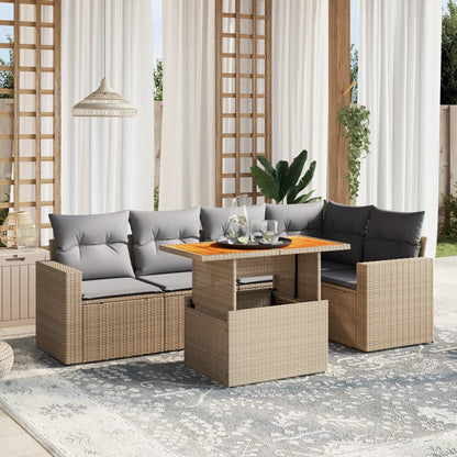 Sofasæt Til Haven 6 Dele Med Hynder Polyrattan - Hovedbillede
