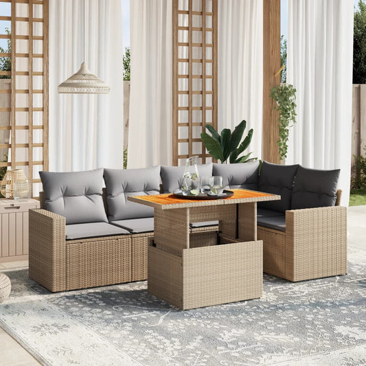 Sofasæt Til Haven 6 Dele Med Hynder Polyrattan - Hovedbillede