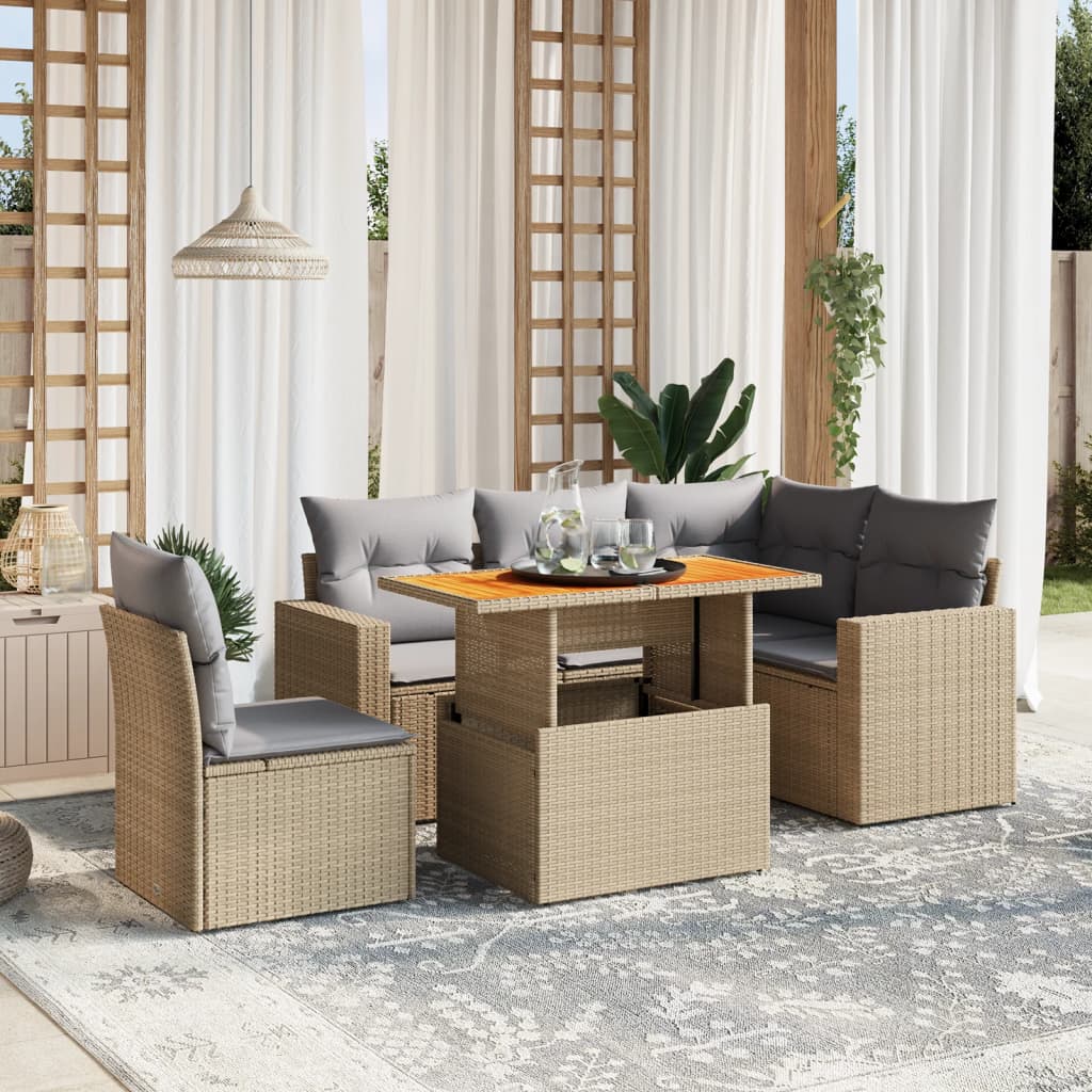 Sofasæt Til Haven 6 Dele Med Hynder Polyrattan - Variant 3271318