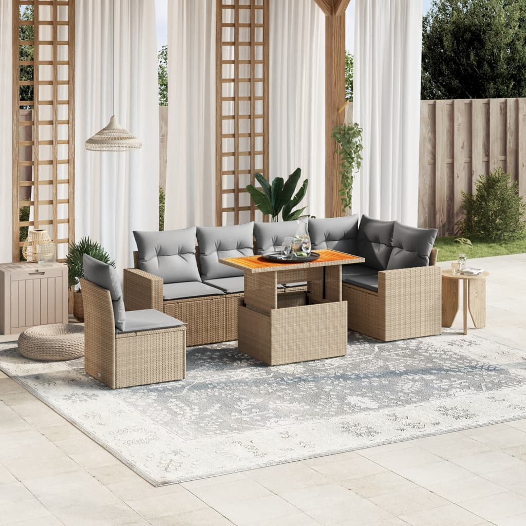 Sofasæt Til Haven 7 Dele Med Hynder Polyrattan - Variant 3271339