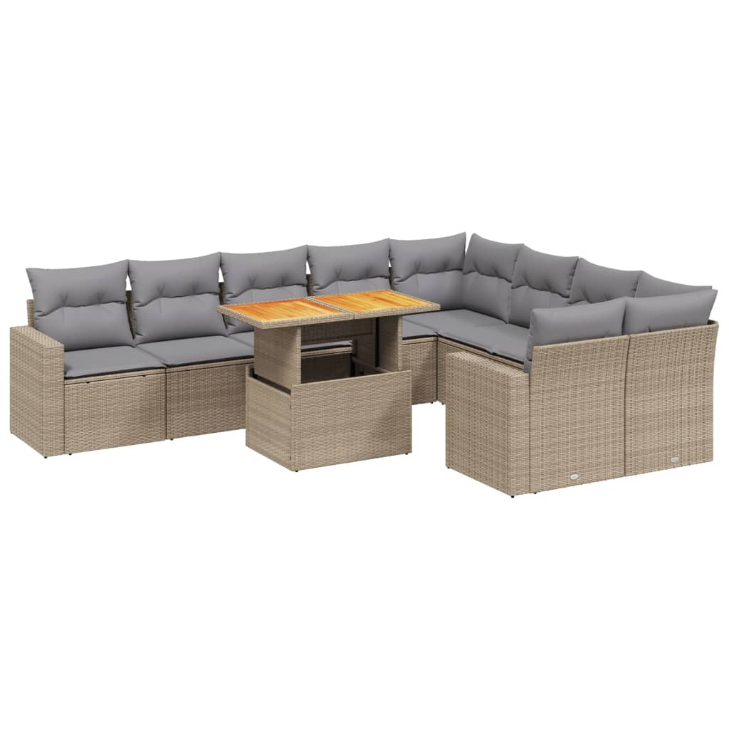 Sofasæt Til Haven 10 Dele Med Hynder Polyrattan - Billede 2