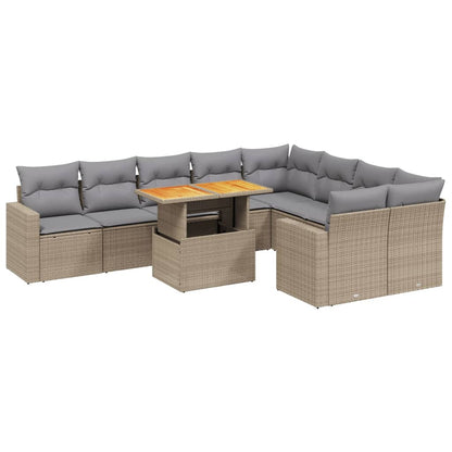 Sofasæt Til Haven 10 Dele Med Hynder Polyrattan - Billede 2