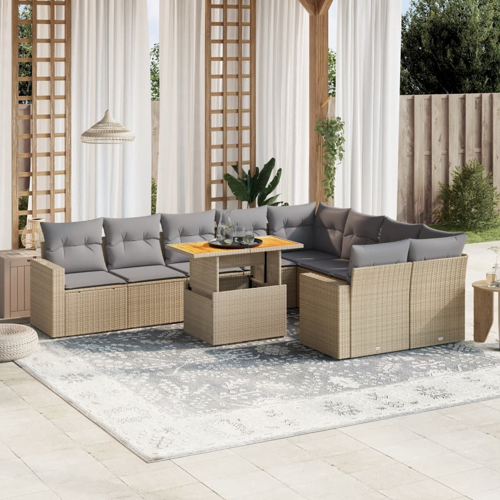 Sofasæt Til Haven 10 Dele Med Hynder Polyrattan - Hovedbillede