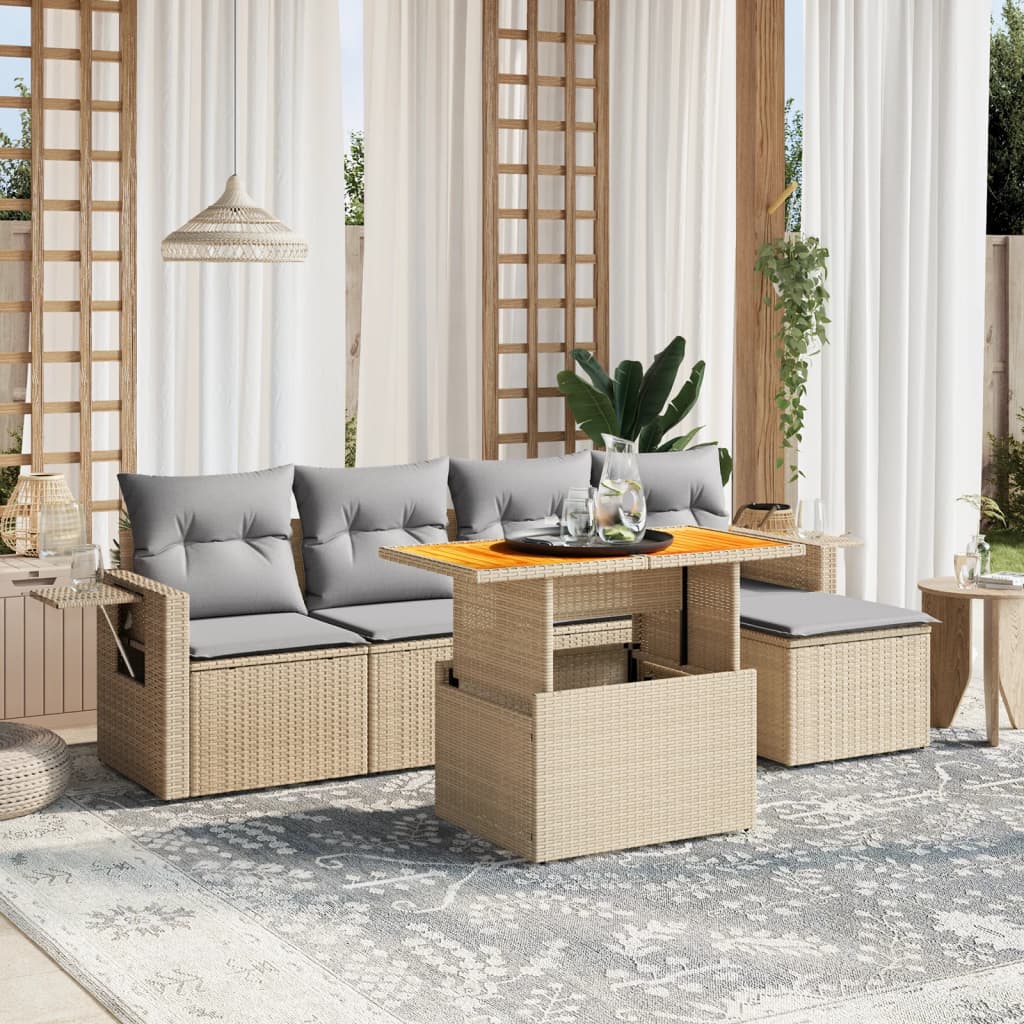 Sofasæt Til Haven 6 Dele Med Hynder Polyrattan - Variant 3271731