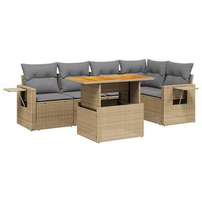 Sofasæt Til Haven 6 Dele Med Hynder Polyrattan - Billede 2
