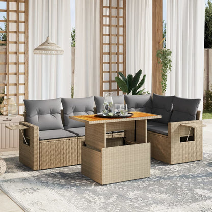 Sofasæt Til Haven 6 Dele Med Hynder Polyrattan - Hovedbillede
