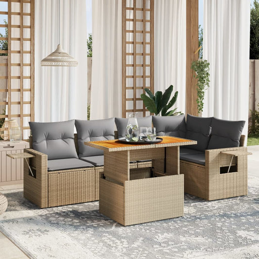 Sofasæt Til Haven 6 Dele Med Hynder Polyrattan - Hovedbillede