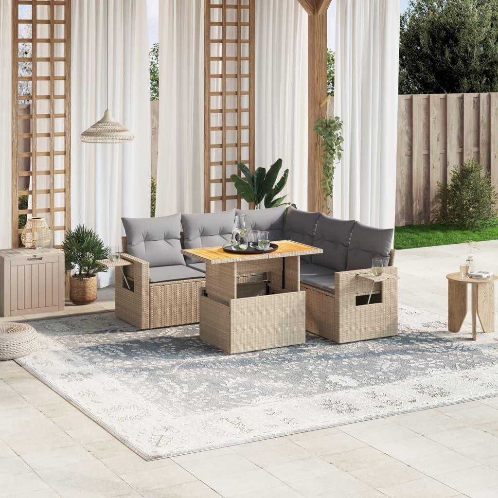 Sofasæt Til Haven 6 Dele Med Hynder Polyrattan - Variant 3271752