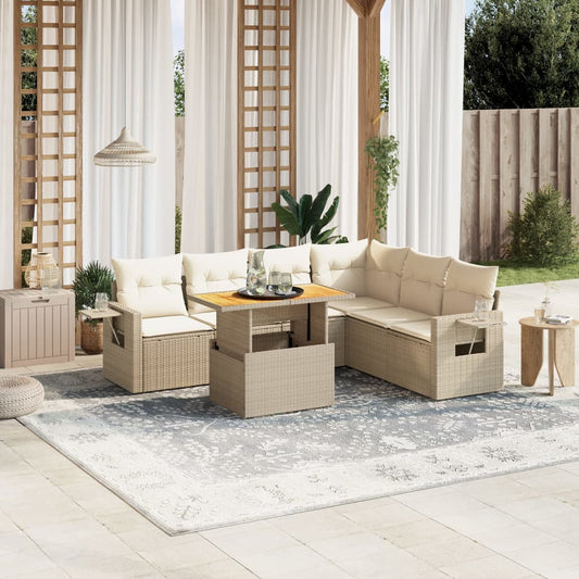 Sofasæt Til Haven 7 Dele Med Hynder Polyrattan - Hovedbillede