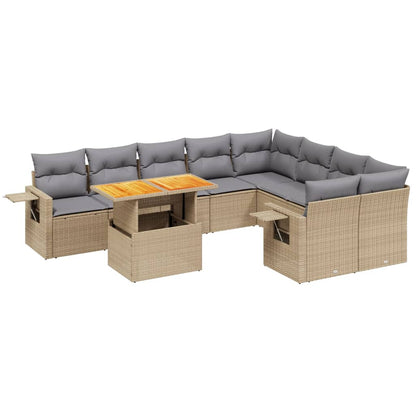 Sofasæt Til Haven 10 Dele Med Hynder Polyrattan - Billede 2