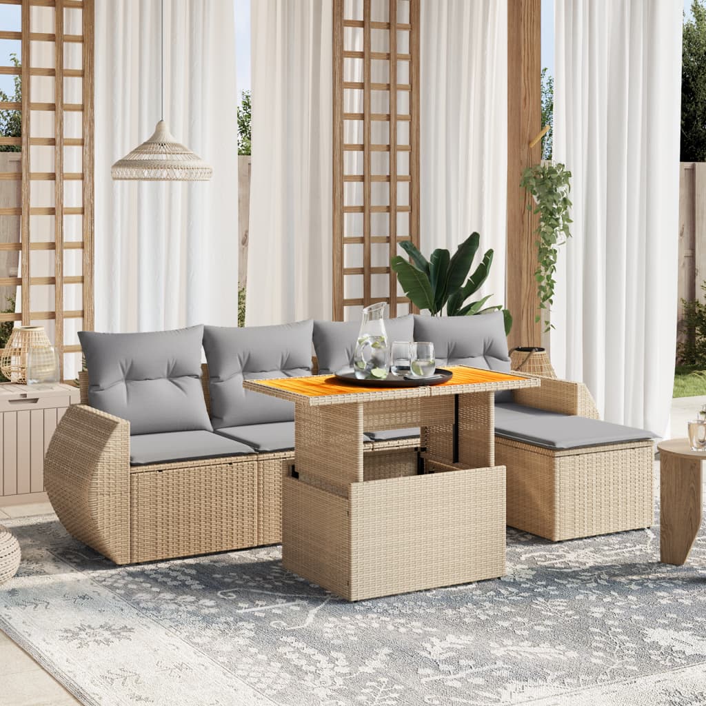 Sofasæt Til Haven 6 Dele Med Hynder Polyrattan - Variant 3272172