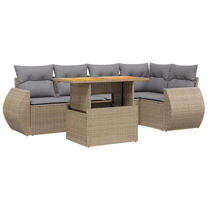 Sofasæt Til Haven 6 Dele Med Hynder Polyrattan - Billede 2