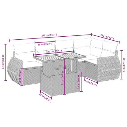 Sofasæt Til Haven 6 Dele Med Hynder Polyrattan - Billede 3