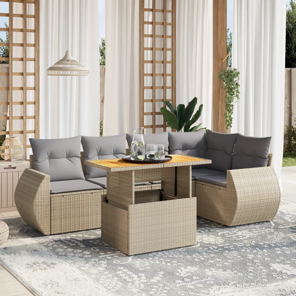Sofasæt Til Haven 6 Dele Med Hynder Polyrattan - Hovedbillede