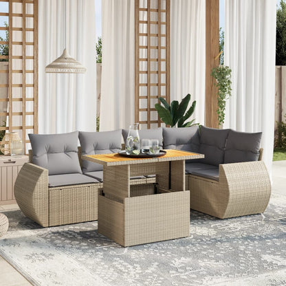 Sofasæt Til Haven 6 Dele Med Hynder Polyrattan - Hovedbillede