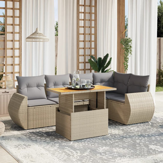 Sofasæt Til Haven 6 Dele Med Hynder Polyrattan - Hovedbillede