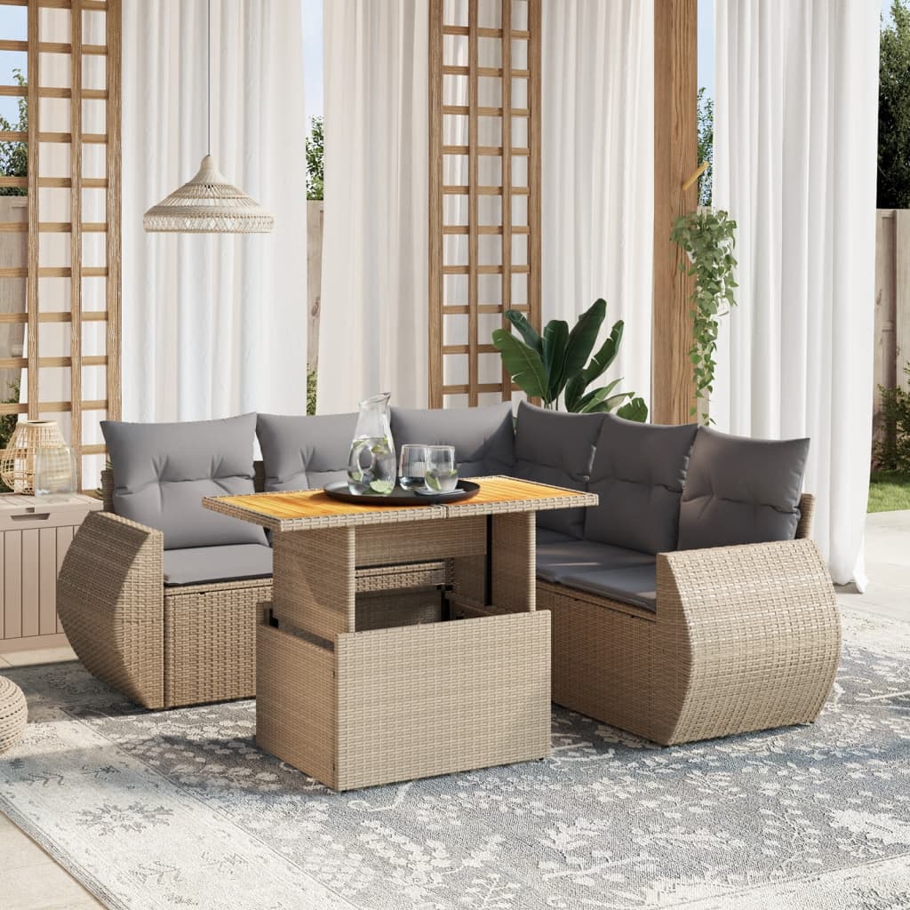 Sofasæt Til Haven 6 Dele Med Hynder Polyrattan - Variant 3272193
