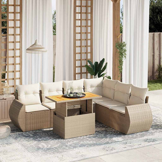 Sofasæt Til Haven 7 Dele Med Hynder Polyrattan - Hovedbillede