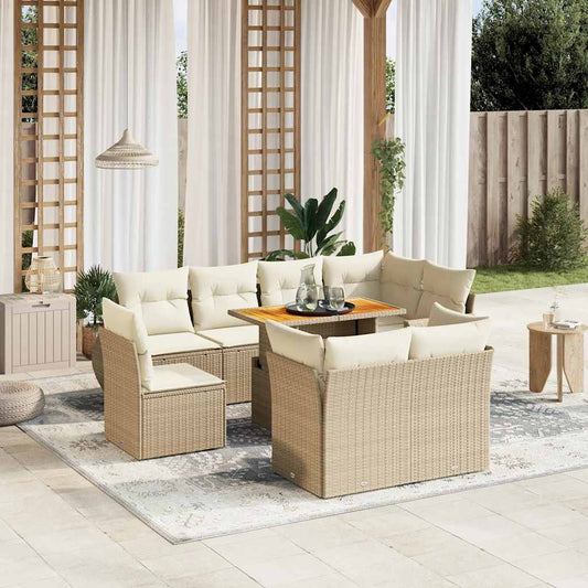 Sofasæt Til Haven 9 Dele Med Hynder Polyrattan - Hovedbillede