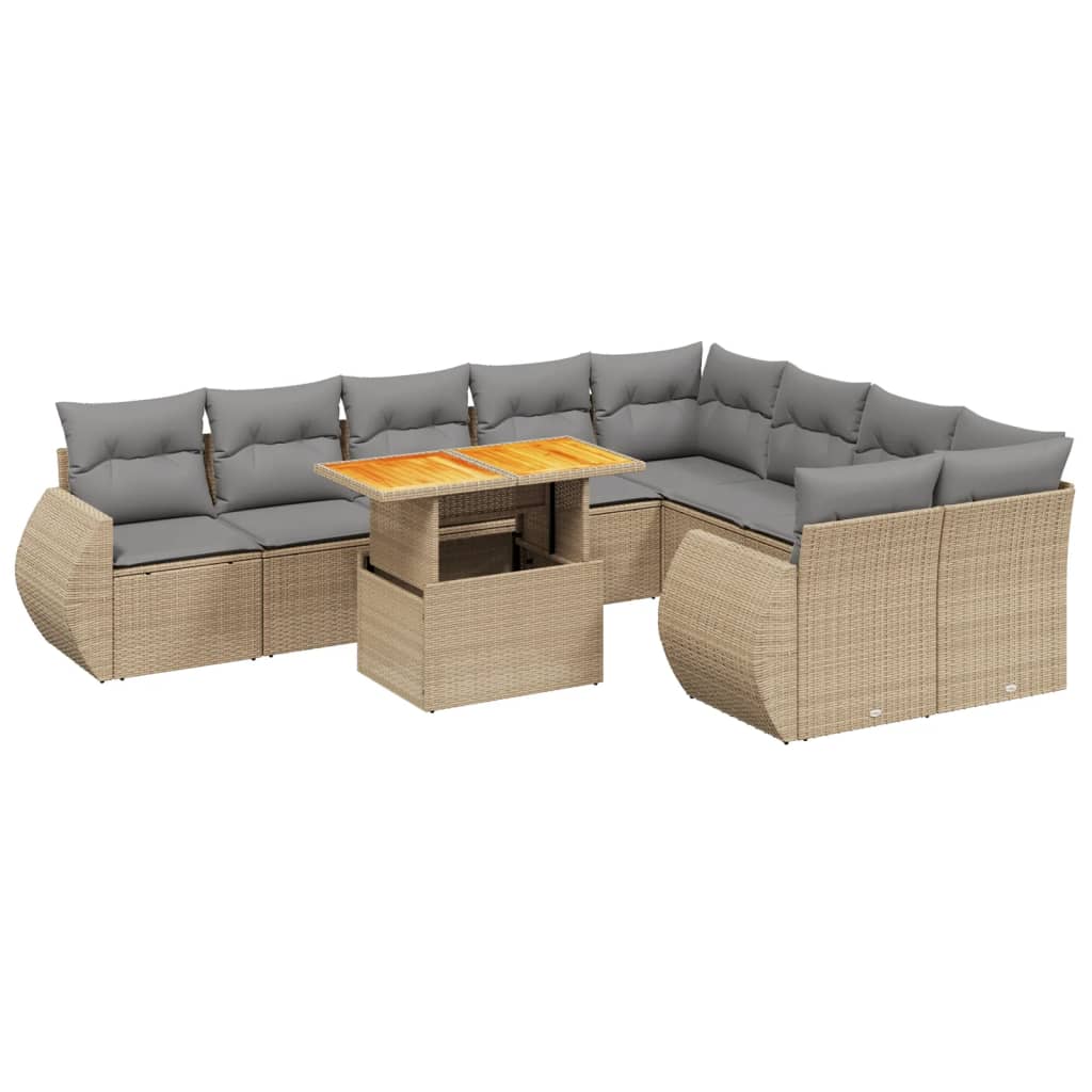 Sofasæt Til Haven 10 Dele Med Hynder Polyrattan - Billede 2