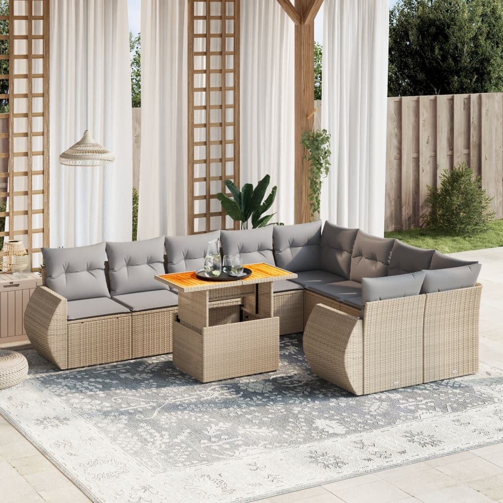 Sofasæt Til Haven 10 Dele Med Hynder Polyrattan - Hovedbillede