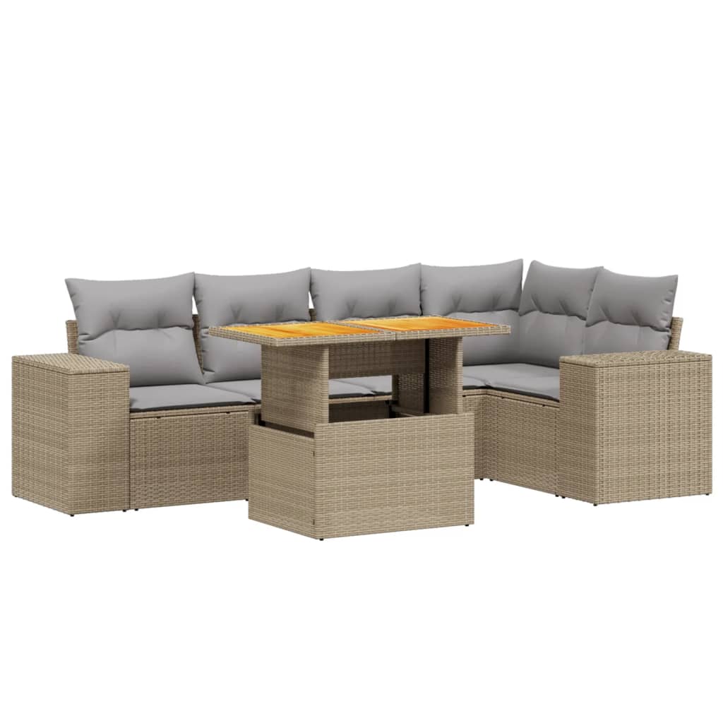 Sofasæt Til Haven 6 Dele Med Hynder Polyrattan - Billede 2