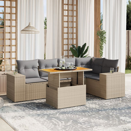 Sofasæt Til Haven 6 Dele Med Hynder Polyrattan - Hovedbillede