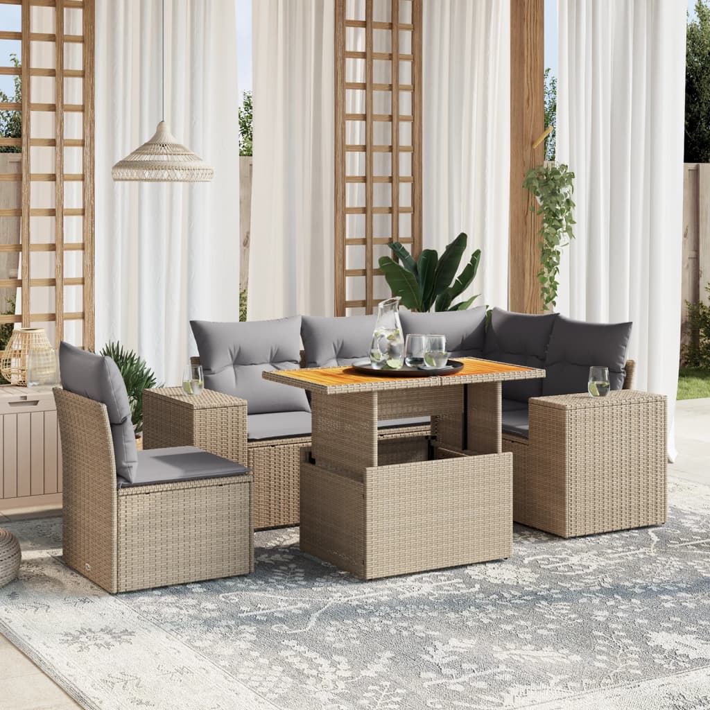 Sofasæt Til Haven 6 Dele Med Hynder Polyrattan - Variant 3272641