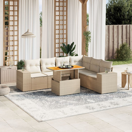 Sofasæt Til Haven 7 Dele Med Hynder Polyrattan - Hovedbillede