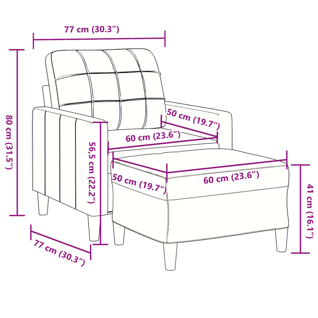 Sofastol Med Fodskammel 60 Cm Velour