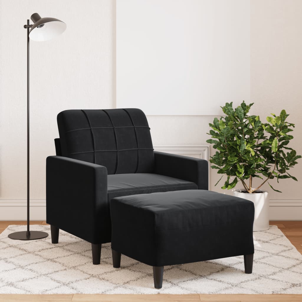 Sofastol Med Fodskammel 60 Cm Velour